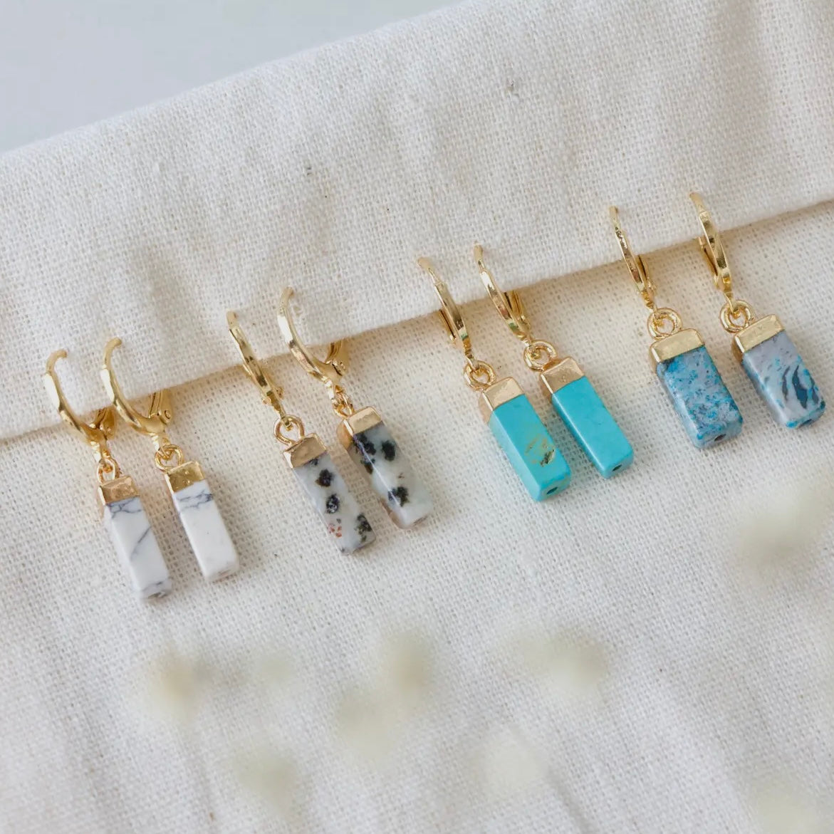 White Turquoise Huggie Eaarings