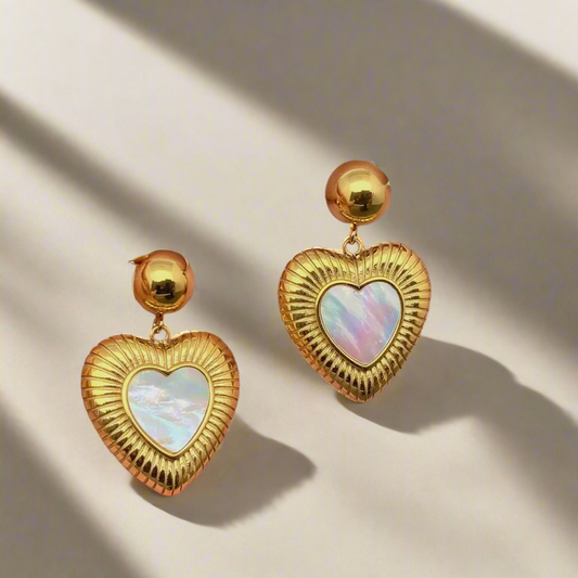 Mother of Pearl Heart Earrings