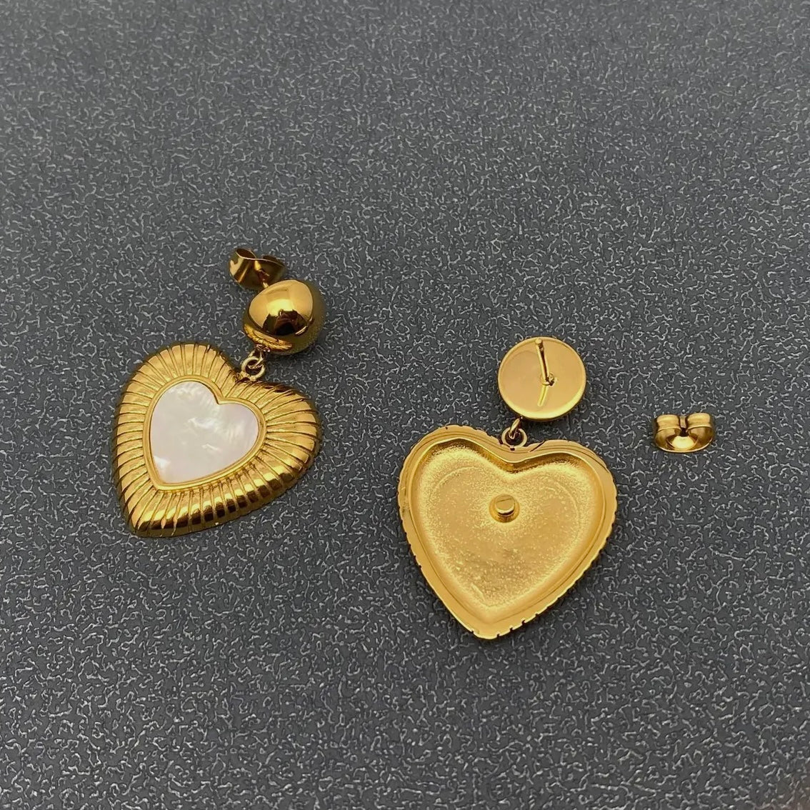 Mother of Pearl Heart Earrings
