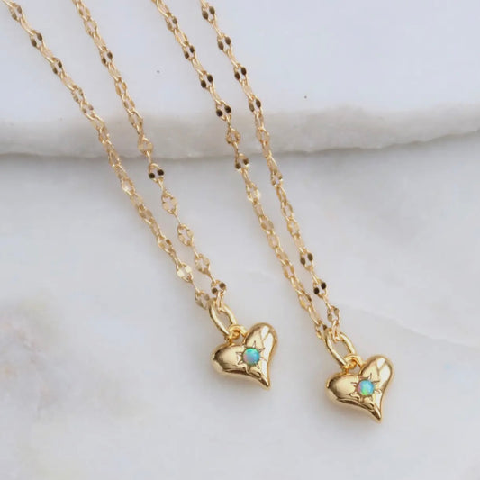Blue Opal Heart Necklace