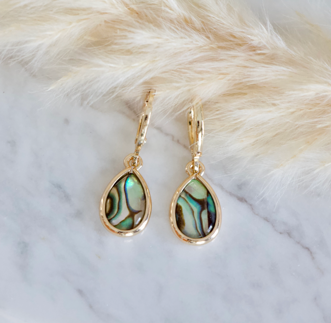 Abalone Huggie Earrings
