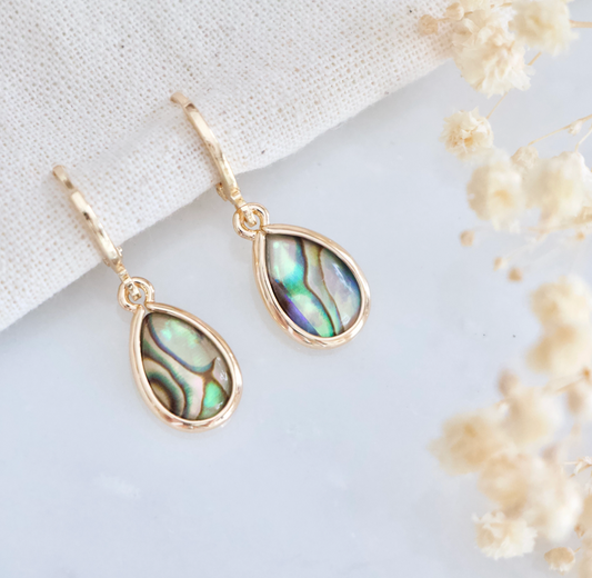Abalone Huggie Earrings