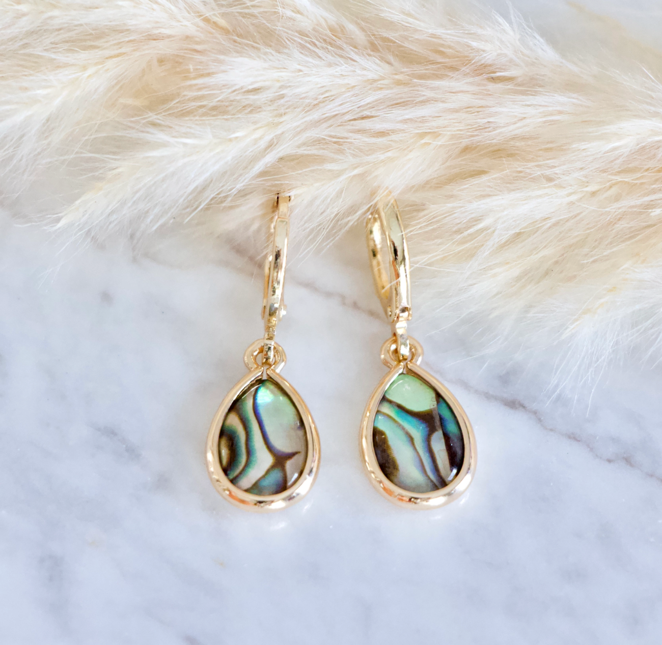 Abalone Huggie Earrings
