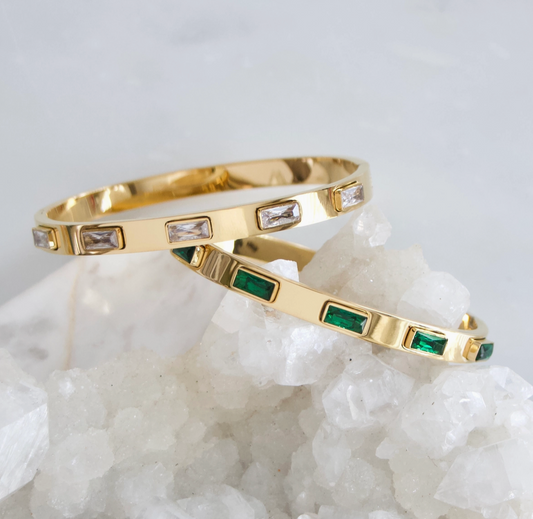 White CZ Gold Bangle