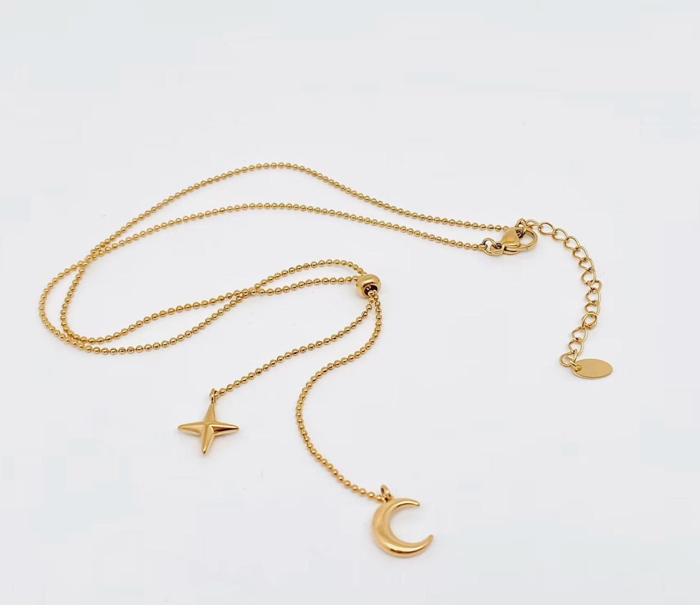 Star & Moon Lariat Necklace