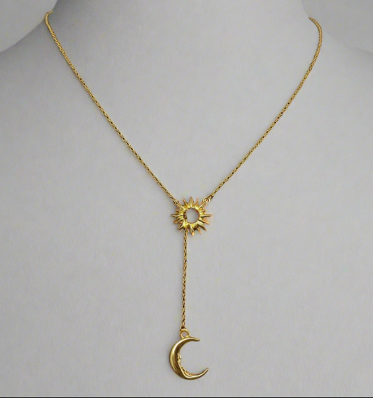 Sum & Moon Lariat Necklace Gold