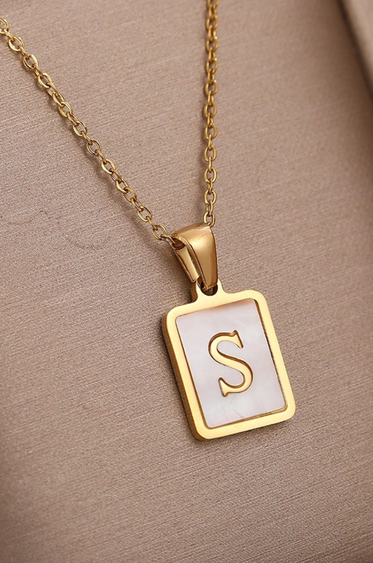Mother of Pearl Inital Necklace