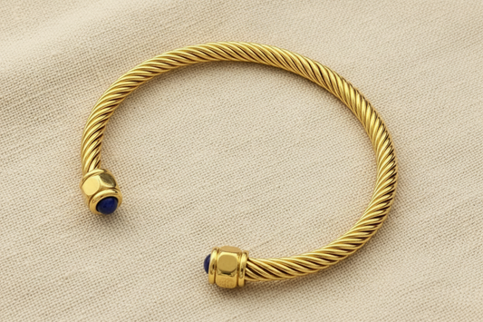 Twisted Gemstone Cuff Bangle