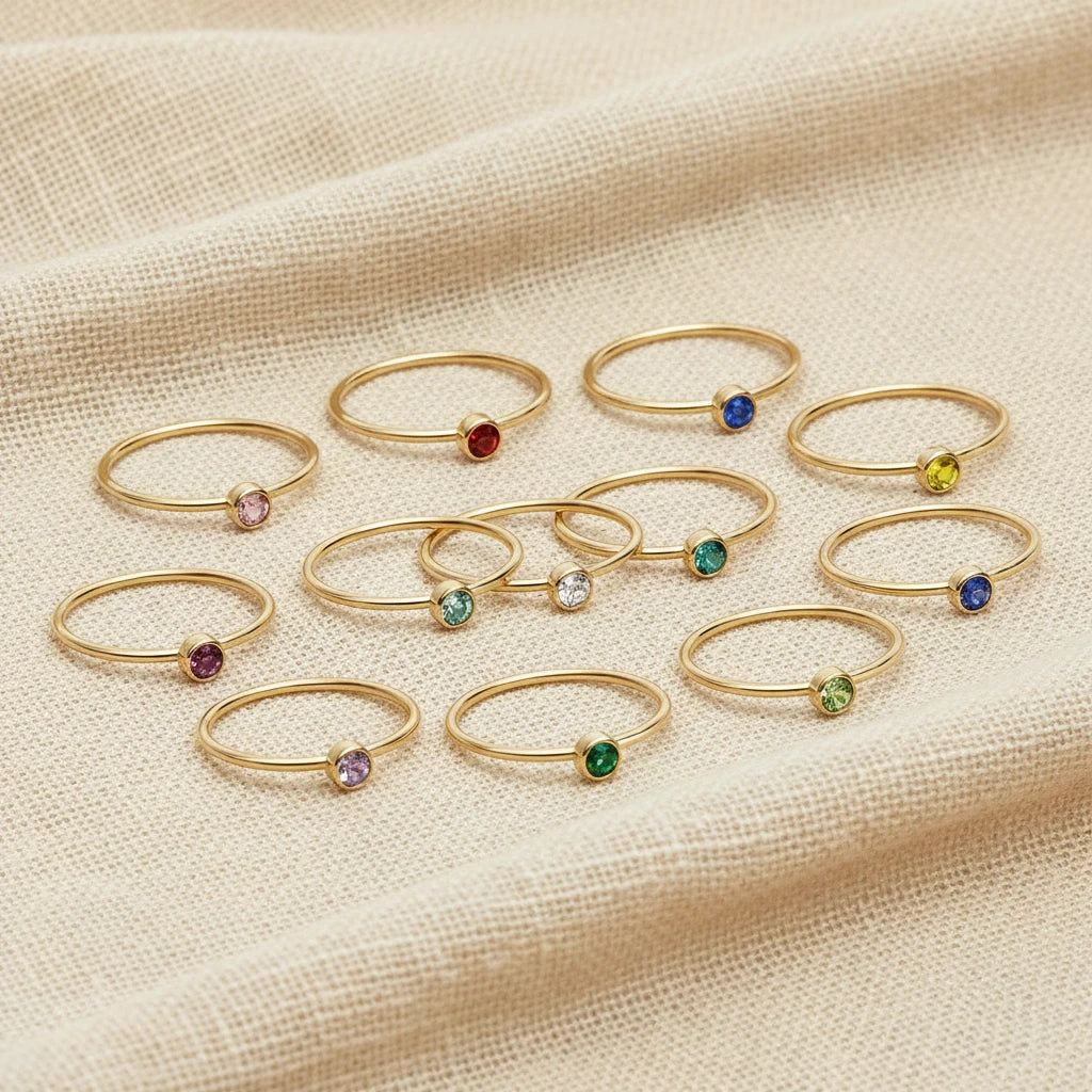 December Blue Zircon Birthstone Ring