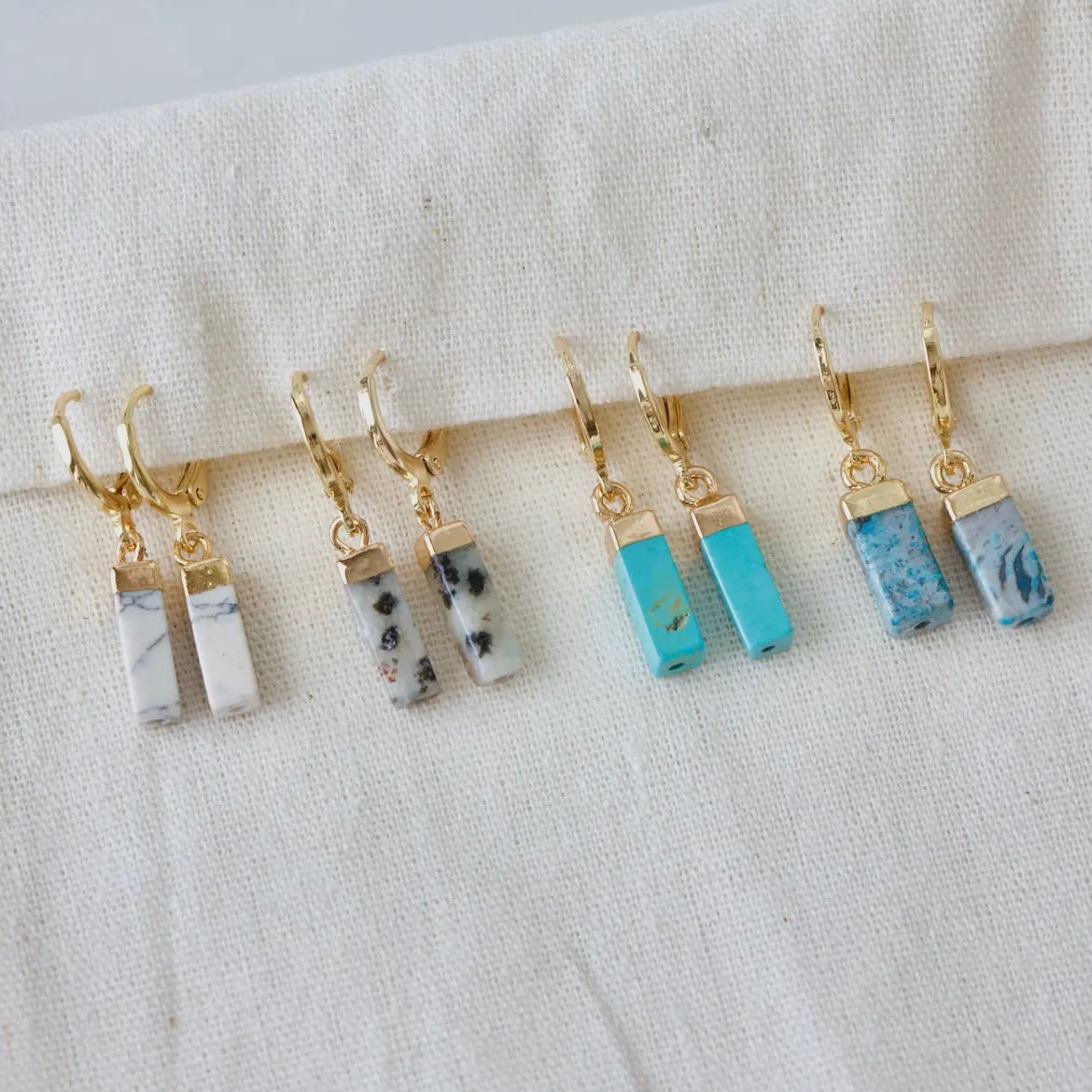 White Turquoise Huggie Eaarings