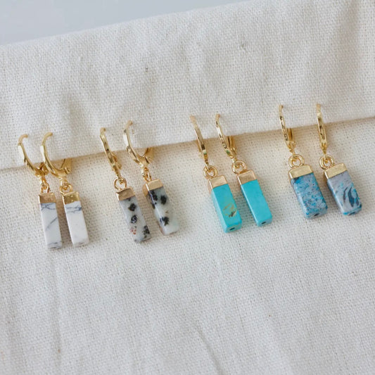 White Turquoise Huggie Eaarings