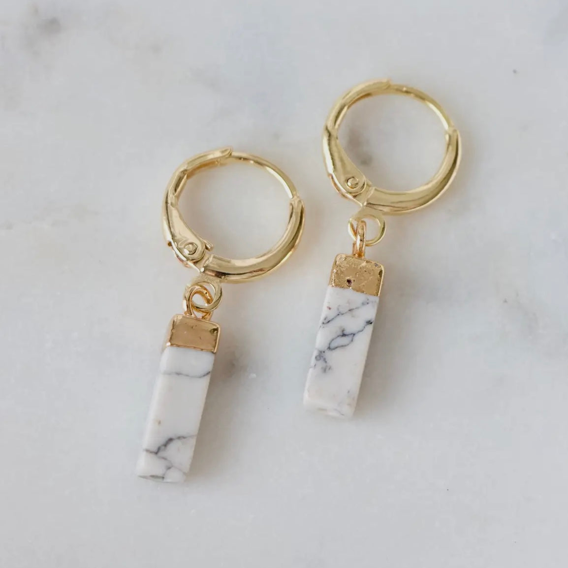 White Turquoise Huggie Eaarings