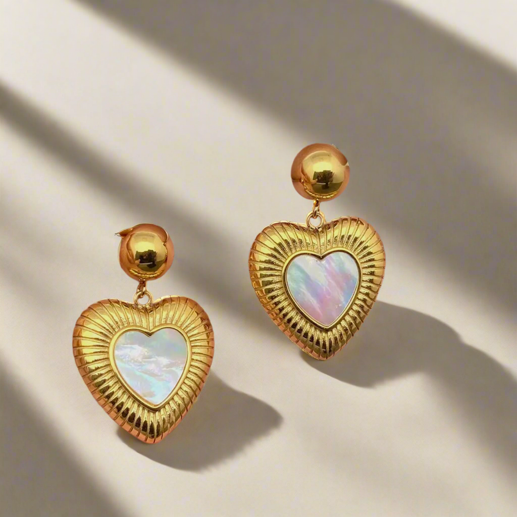 Mother of Pearl Heart Earrings