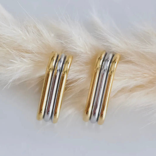 Two-Tone Huggie Earring