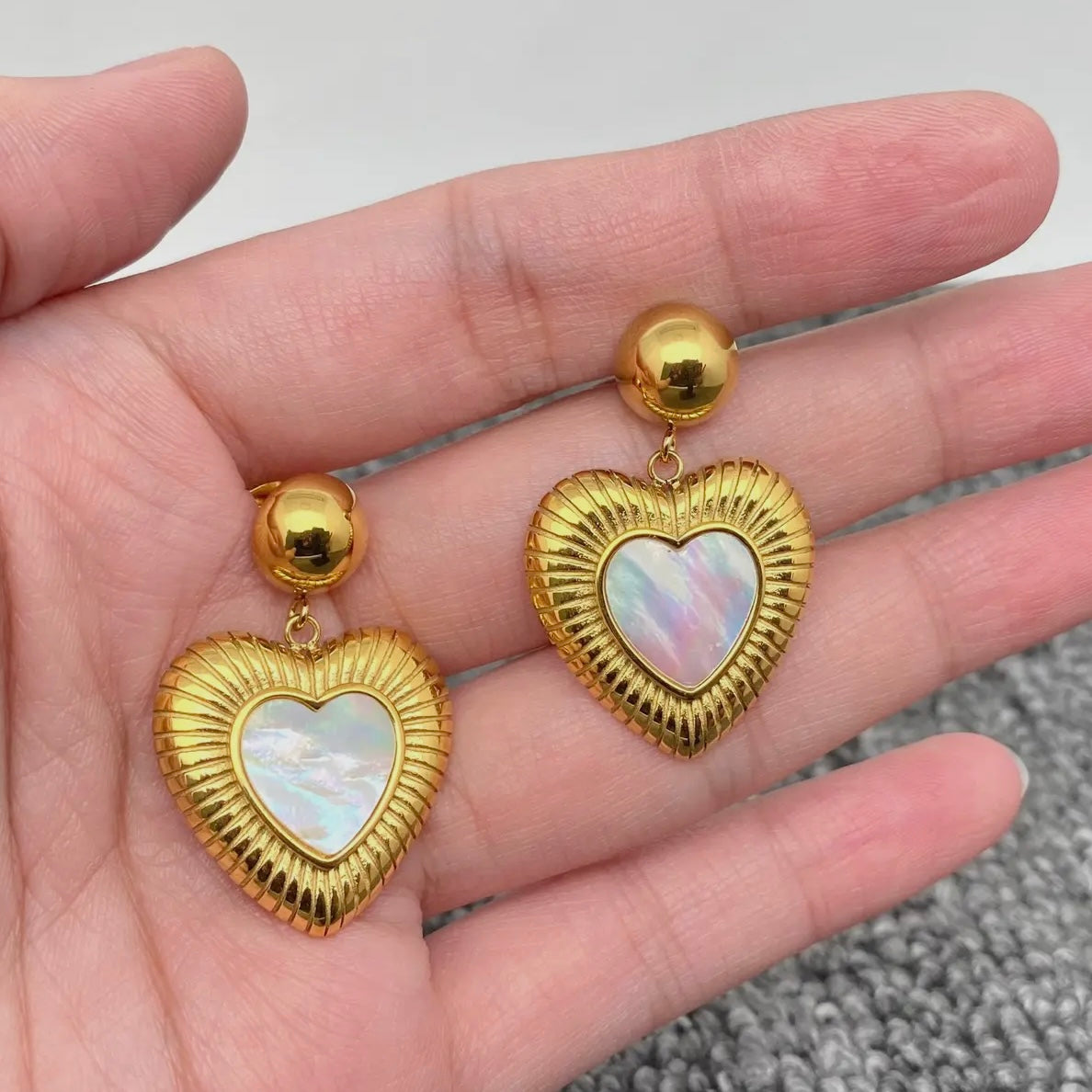 Mother of Pearl Heart Earrings
