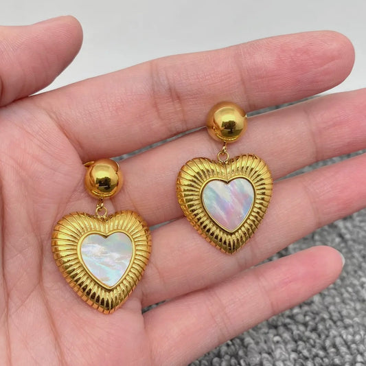 Mother of Pearl Heart Earrings
