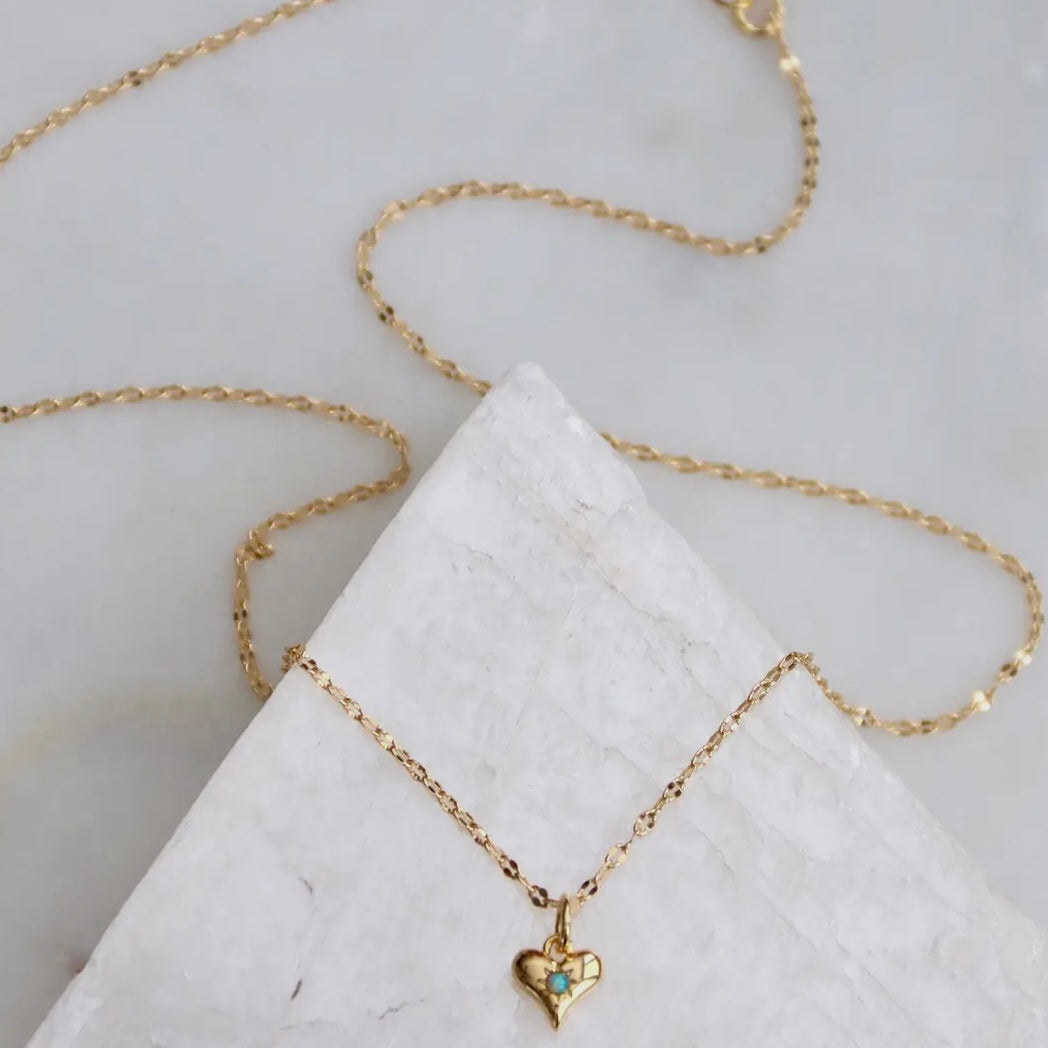 Blue Opal Heart Necklace