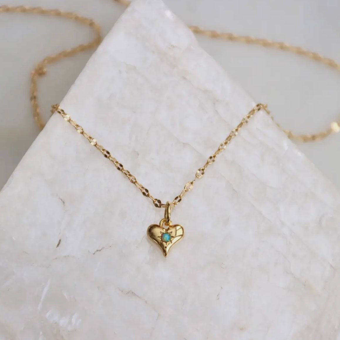 Blue Opal Heart Necklace