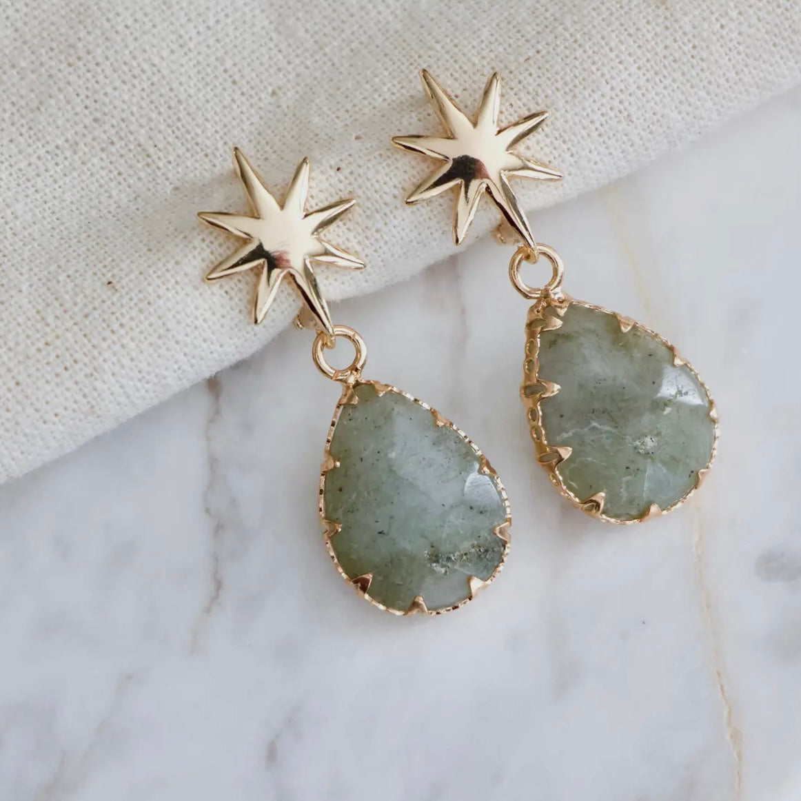 Lunar Labradorite Huggie Earrings