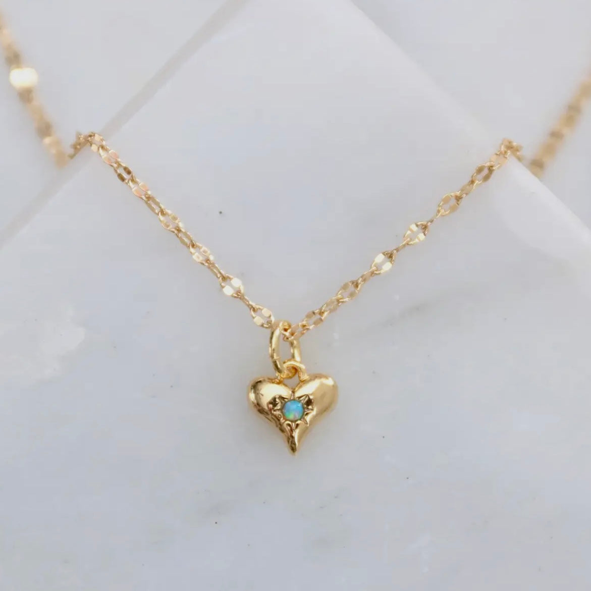 Blue Opal Heart Necklace