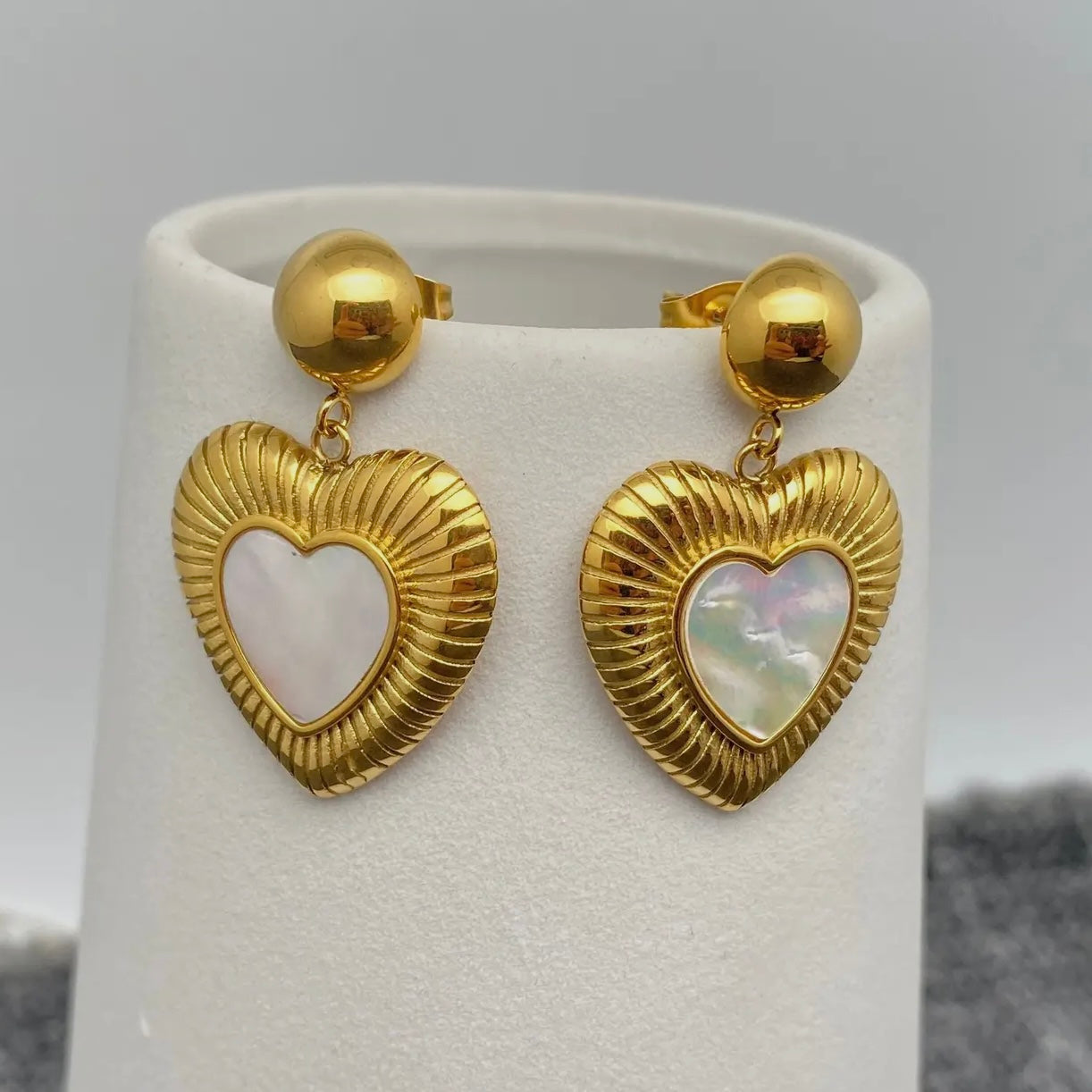 Mother of Pearl Heart Earrings