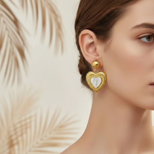 Mother of Pearl Heart Earrings