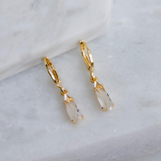 Clear Quartz Huggie Earrings