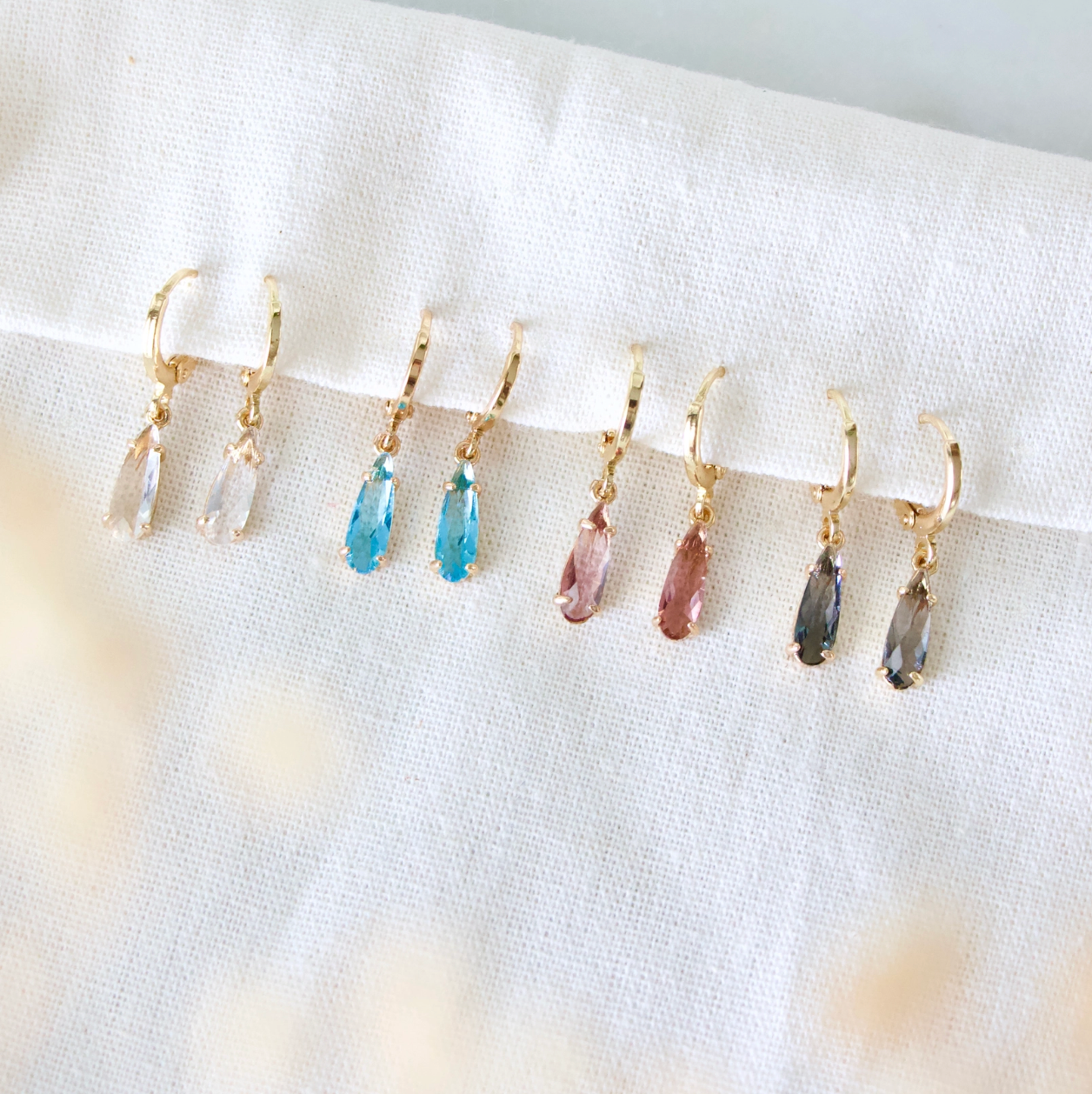 Clear Quartz Huggie Earrings