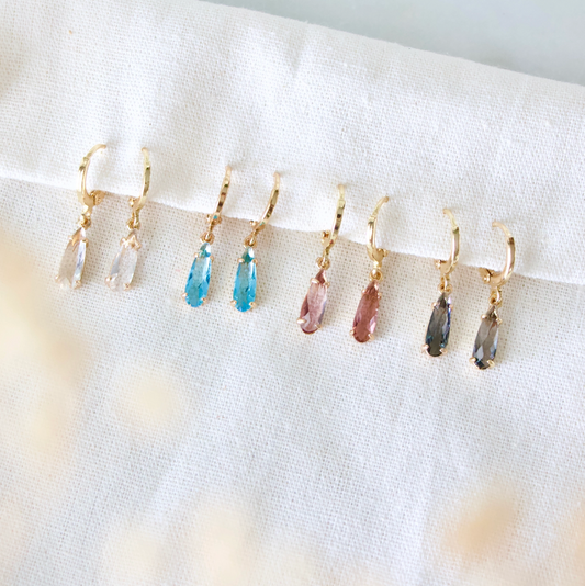 Clear Quartz Huggie Earrings