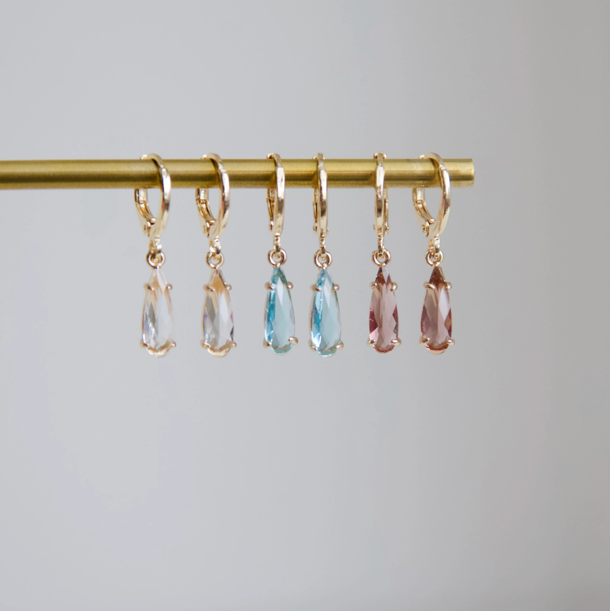 Clear Quartz Huggie Earrings