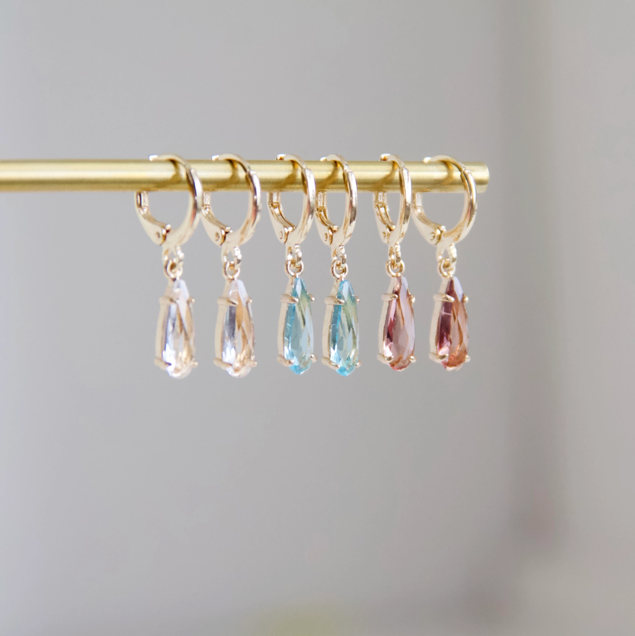 Clear Quartz Huggie Earrings