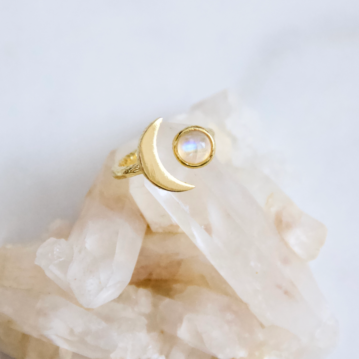 Crescent Moostone Ring