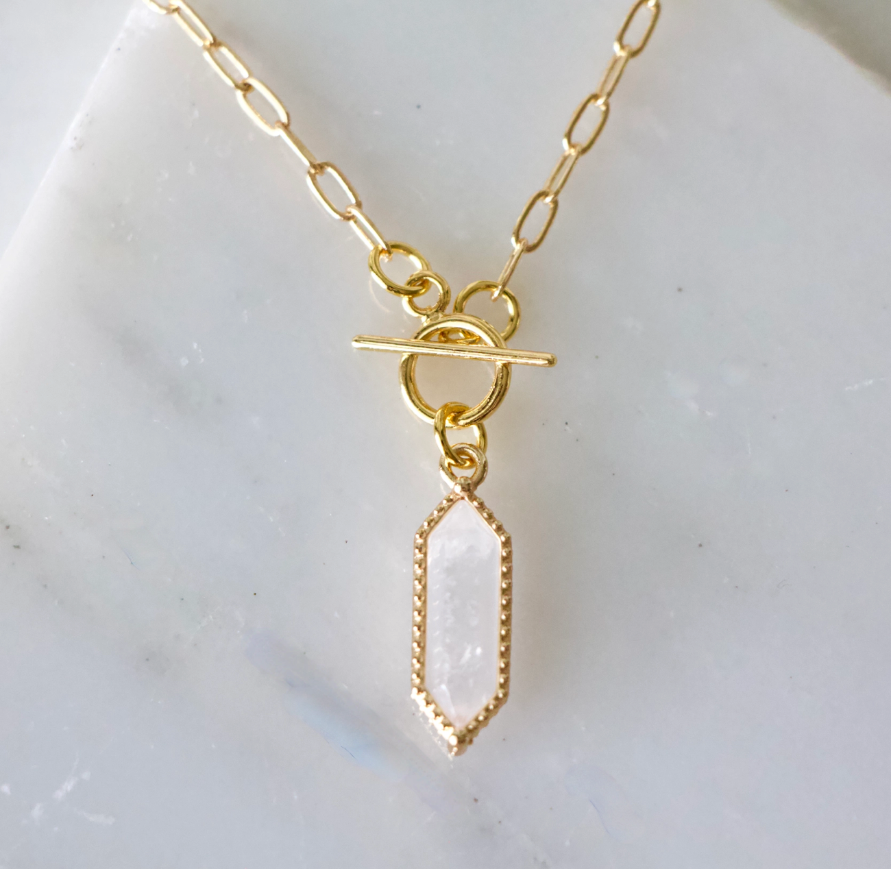 Clear Quartz Toggle Necklace
