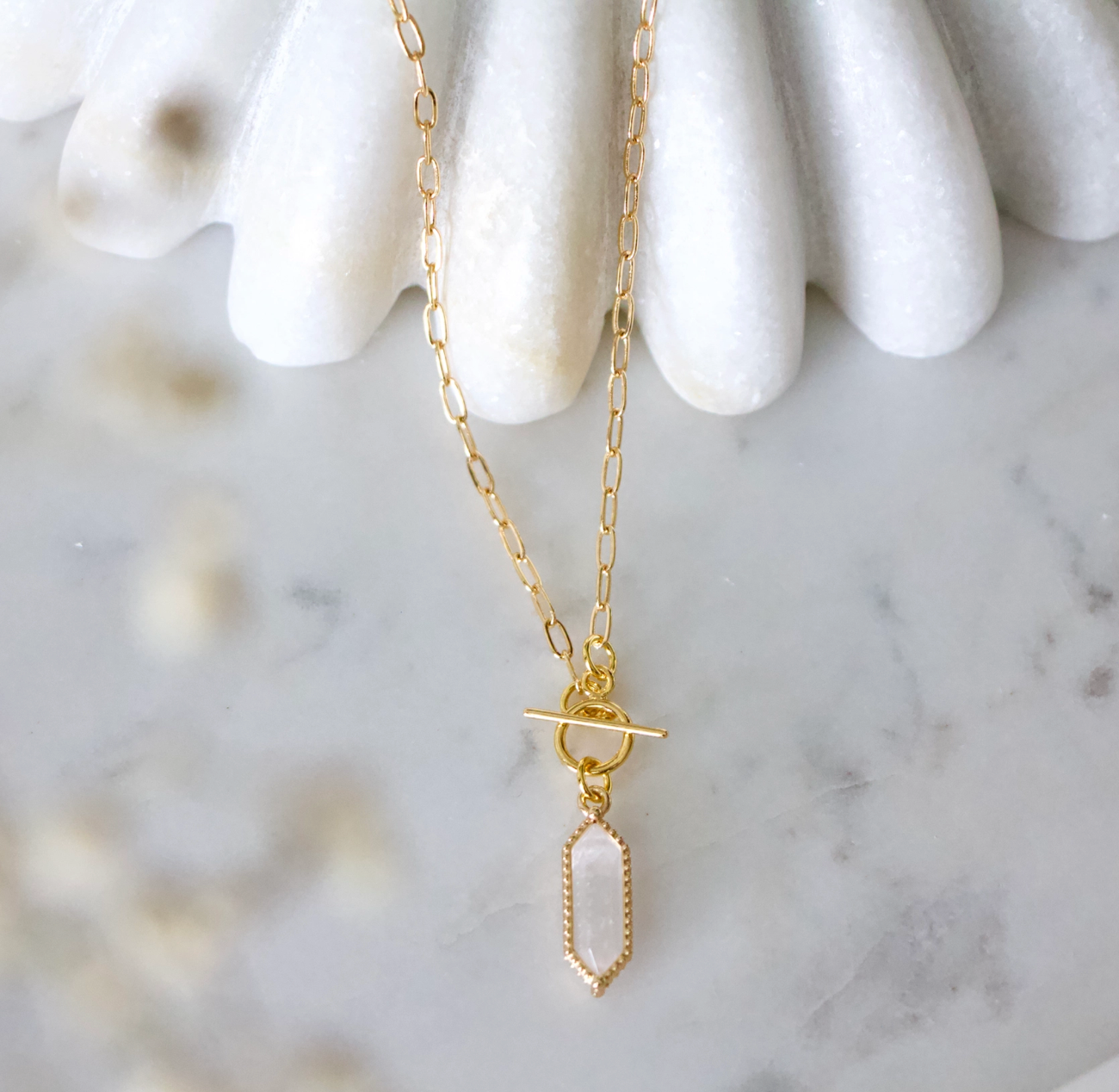 Clear Quartz Toggle Necklace