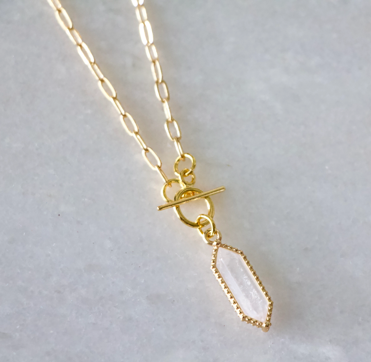 Clear Quartz Toggle Necklace