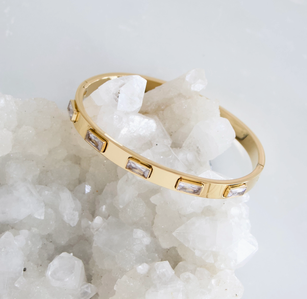 White CZ Gold Bangle