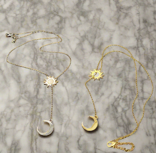 Sum & Moon Lariat Necklace Silver