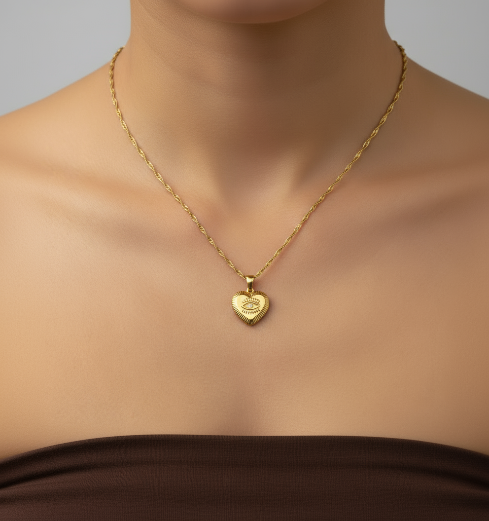 Heart Evil Eye Necklace