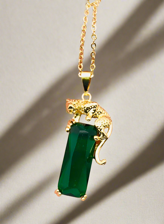 Emerald Spirit Leopard Necklace