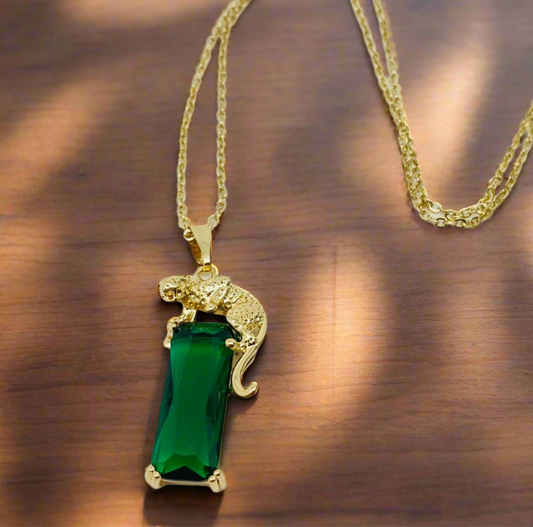 Emerald Spirit Leopard Necklace