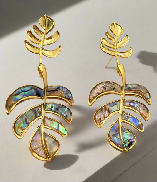 Abalone Palm Earrings