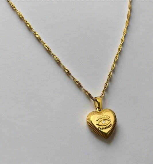 Heart Evil Eye Necklace
