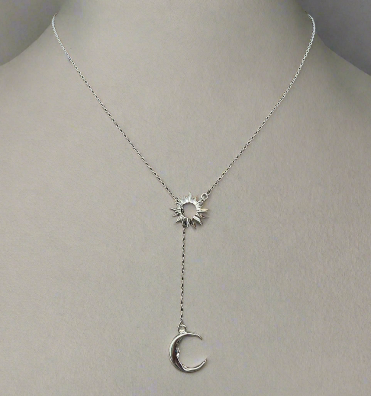 Sum & Moon Lariat Necklace Silver