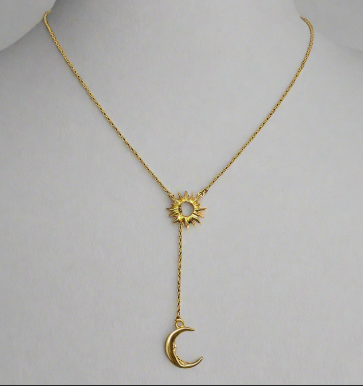 Sum & Moon Lariat Necklace Gold