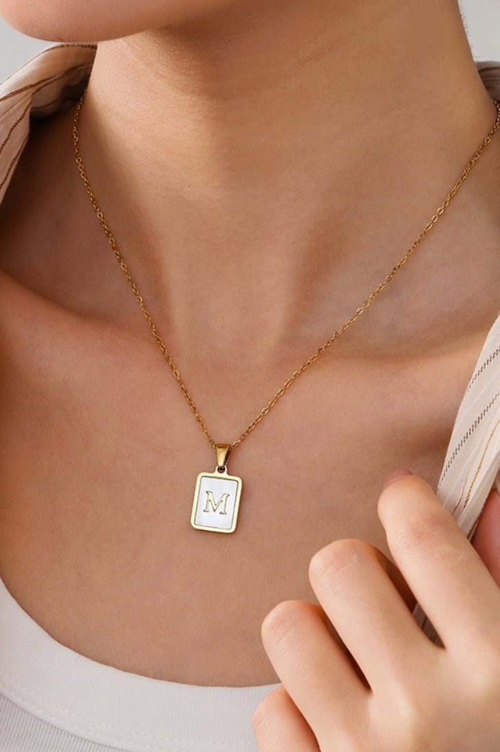 Mother of Pearl Inital Necklace