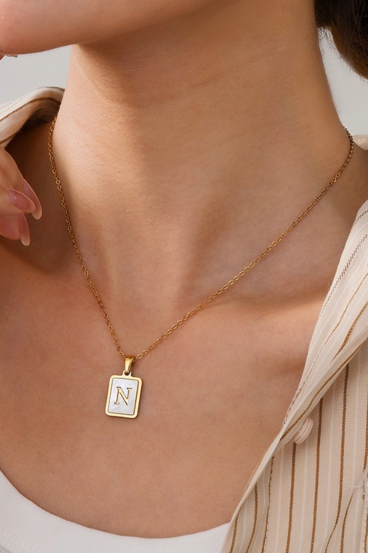 Mother of Pearl Inital Necklace