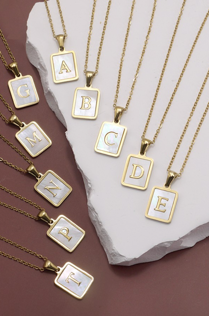 Mother of Pearl Inital Necklace