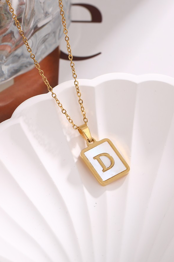Mother of Pearl Inital Necklace