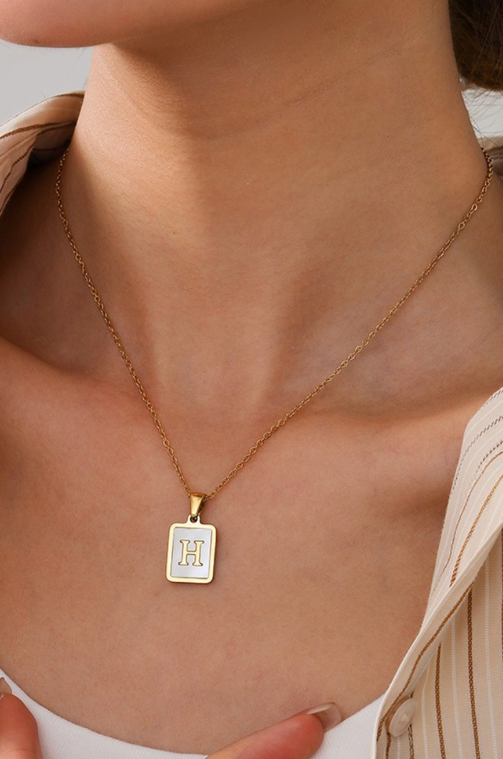 Mother of Pearl Inital Necklace