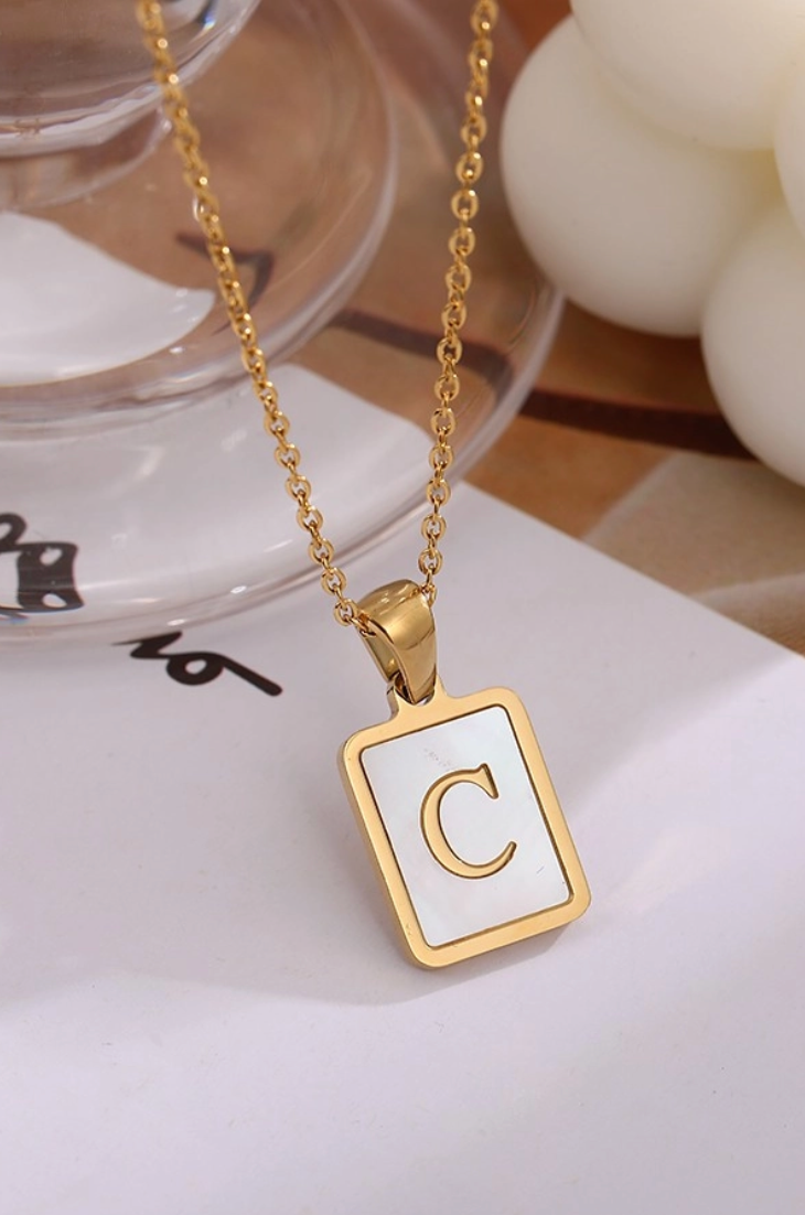 Mother of Pearl Inital Necklace